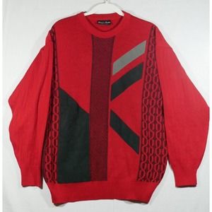 Vtg Franco Ponti Sweater Geometric Knit Made In Italy M